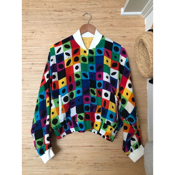 Vintage Jackets & Blazers - VINTAGE multicolor dolman sleeve silk jacket